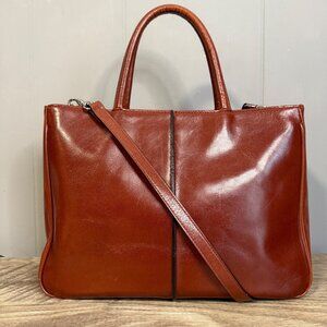 Vintage HOBO International Brown Leather Crossbody Purse Tote